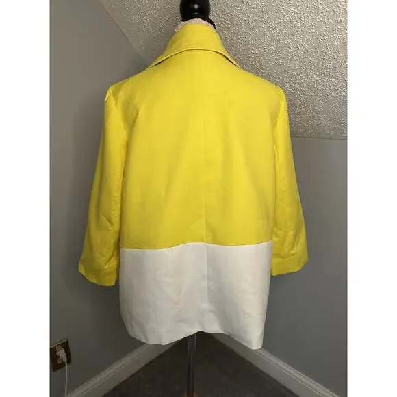 NWT Kate Spade NY Hayley Coat light jacket dress yellow white dive in $498 SZ 14 - Picture 3 of 13